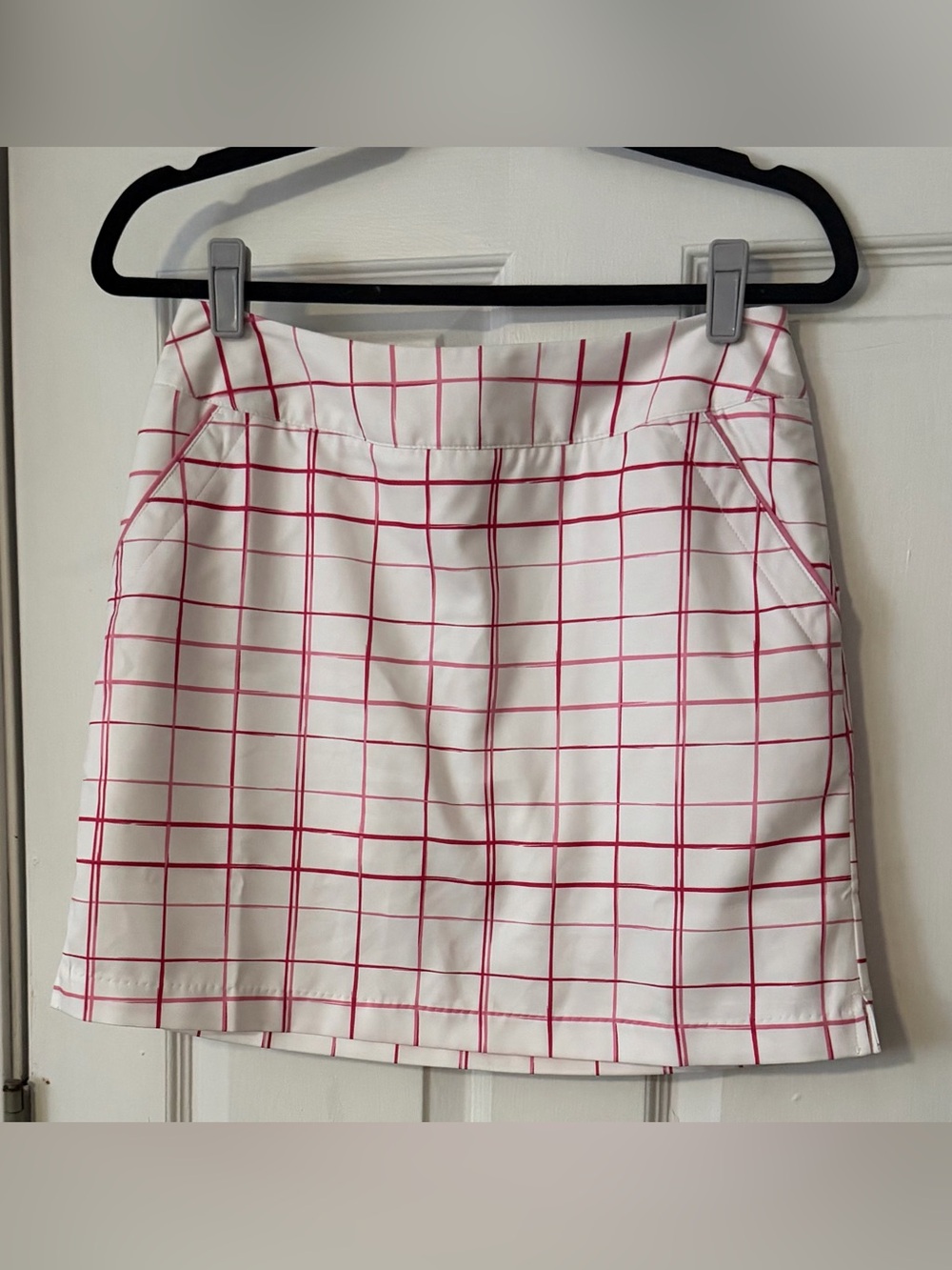 Adidas ClimaCool Golf Skort White Pink Plaid Size 0 Tennis Athletic
